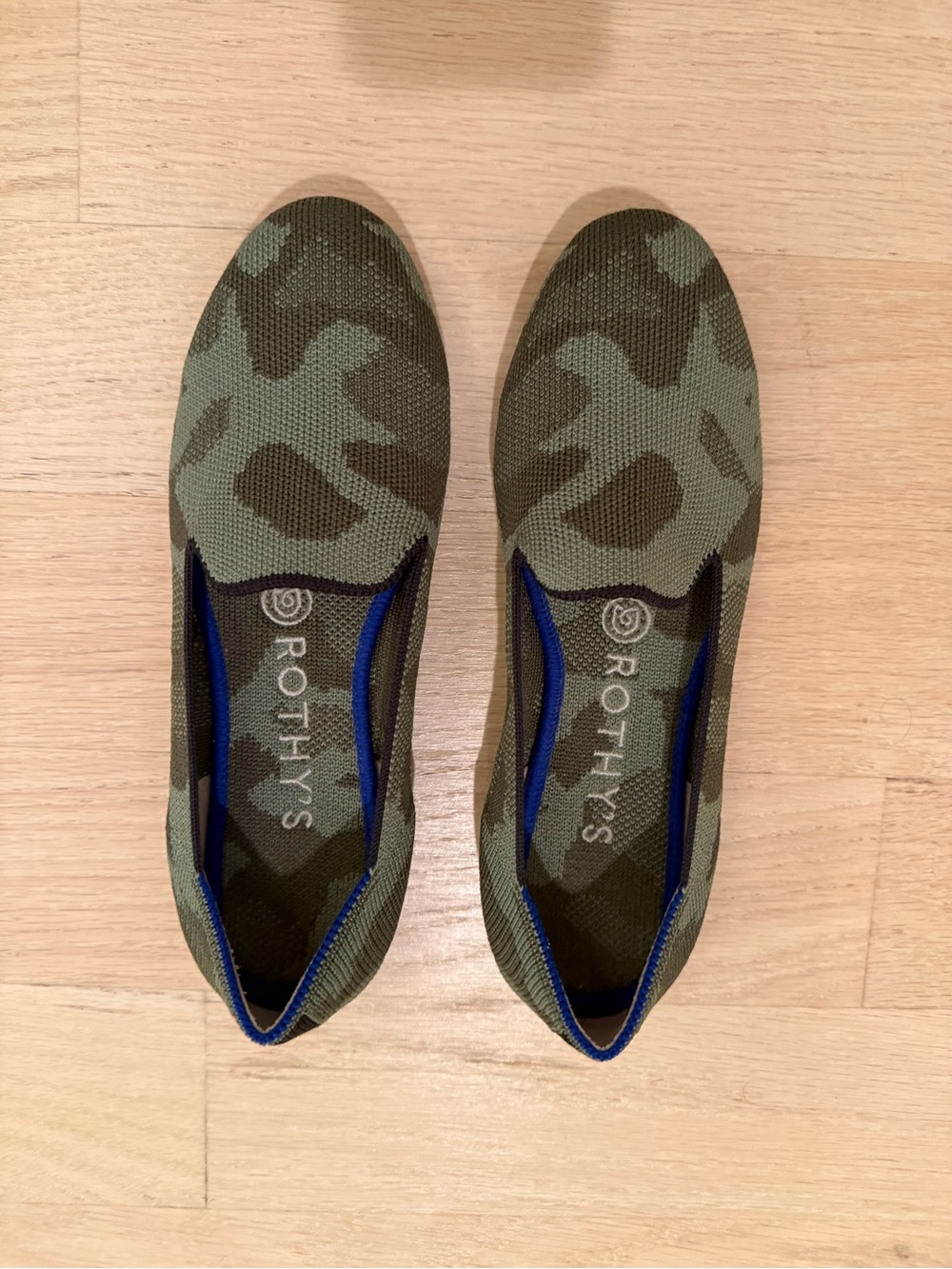Rothy’s Olive Green Camo Loafers